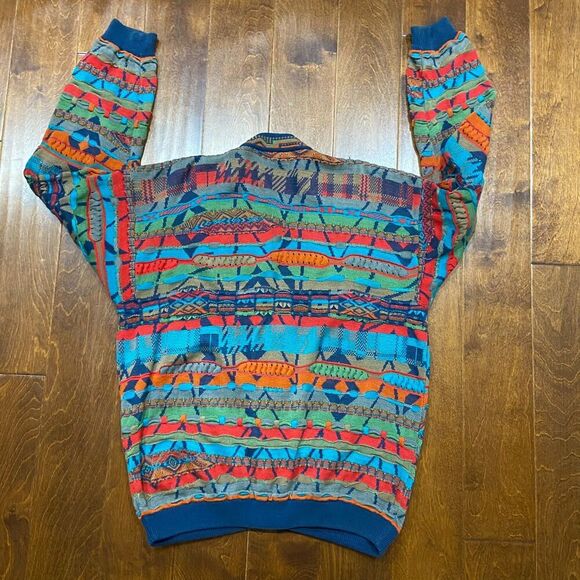 Coogi Australia 3D Knit Mercerized Cotton Multicolor Cardigan Sweater Men's L - Picture 6 of 9